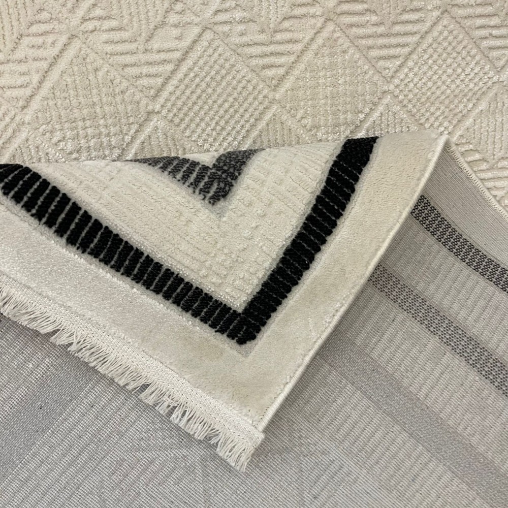 سجاد تركي اطار برواز فيكتوريا 38247A كريم اسود مقاس 80*150 سجاد تركي اطار برواز فيكتوريا 38247A كريم اسود مقاس 80*150