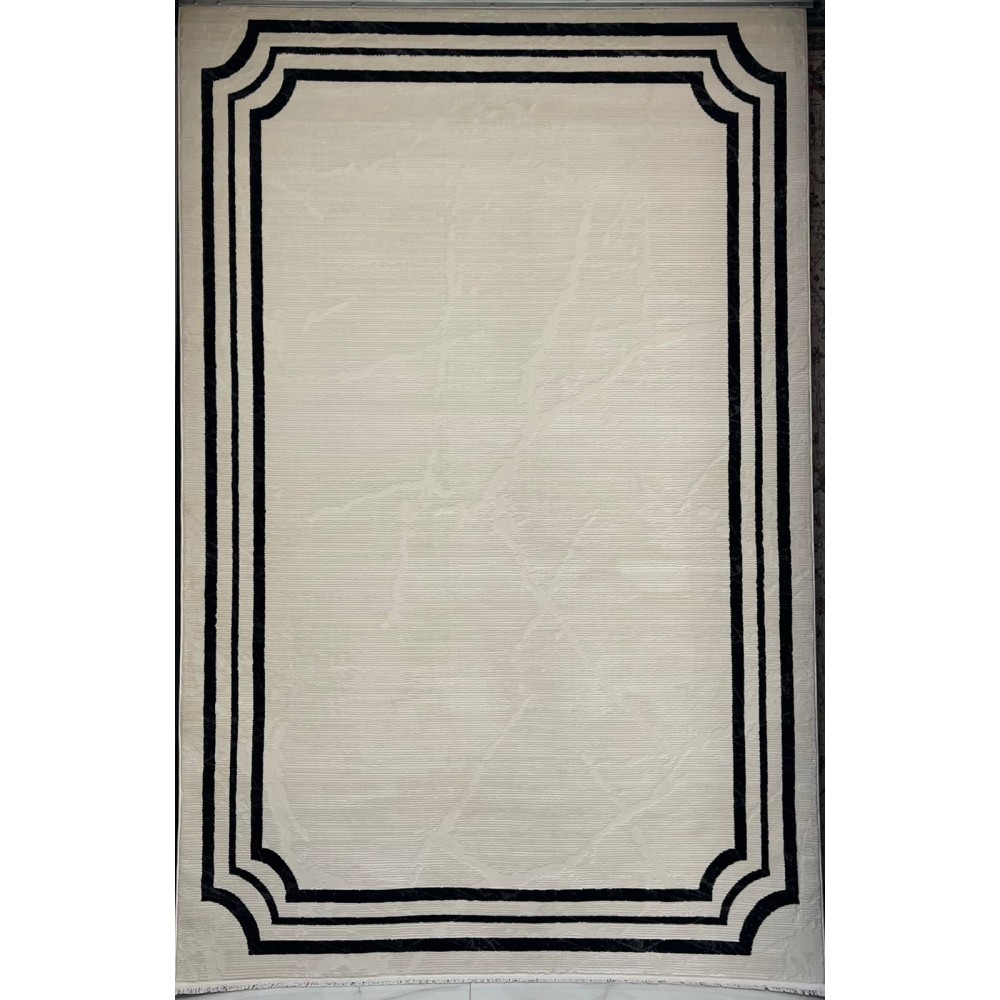 سجاد تركي اطار برواز فيكتوريا 41601A كريم اسود مقاس 150*220