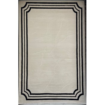 سجاد تركي اطار برواز فيكتوريا 41601A كريم اسود مقاس 150*220