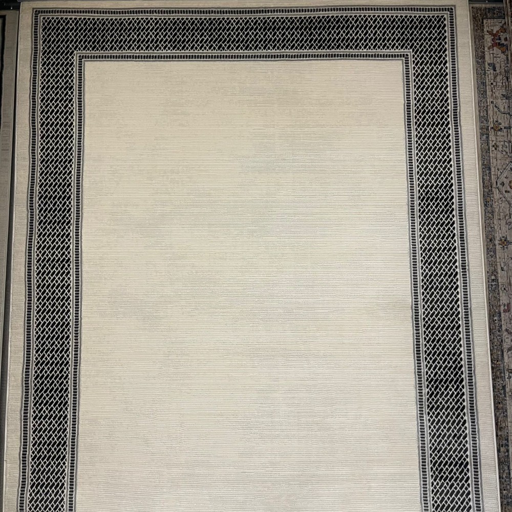 سجاد تركي اطار برواز فيكتوريا 41602A كريم اسود مقاس 150*220 سجاد تركي اطار برواز فيكتوريا 41602A كريم اسود مقاس 150*220