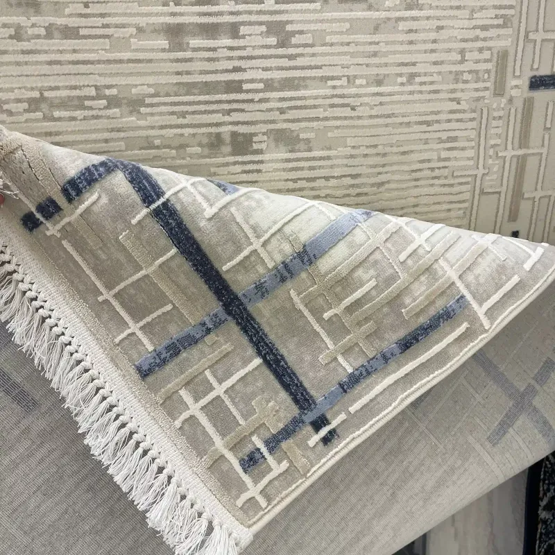 سجاد تركي فوج 36232A كريم سماوي مقاس 50*80
