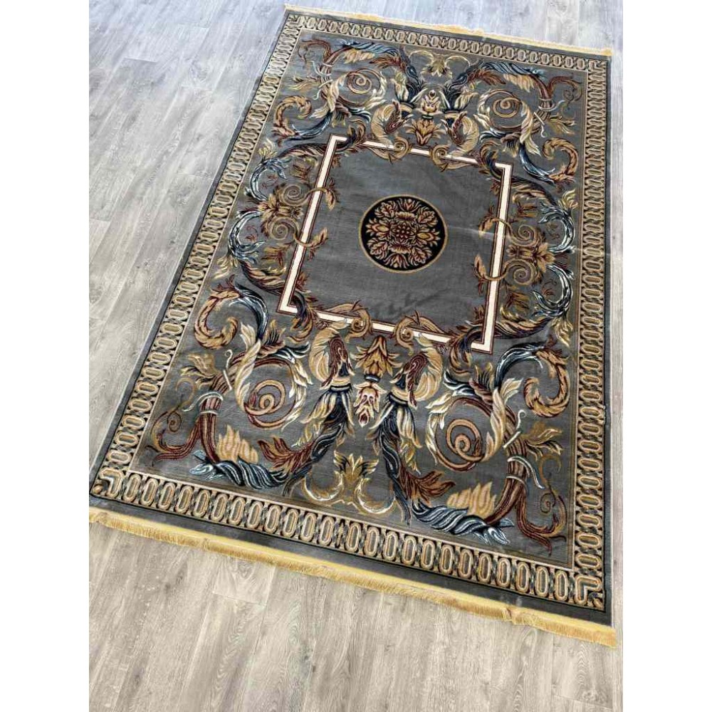 سجاد تركي كشمير نقش ايراني رصاصي مقاس 400*500