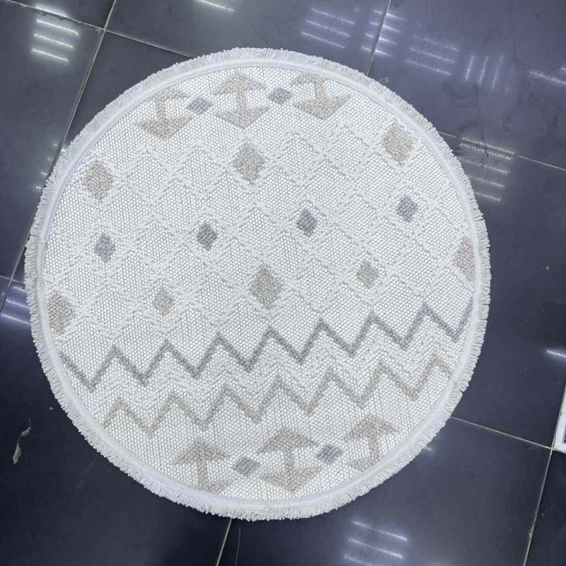 سجاد خيش دائري تركي 10429 لون رصاصي مقاس 150*150