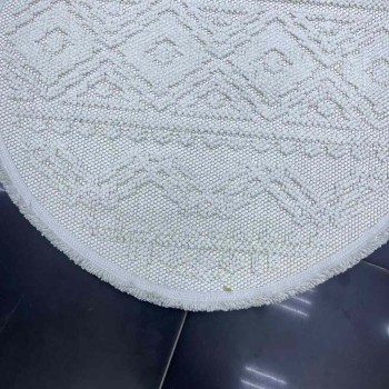 سجاد خيش دائري تركي 10439B لون كريم مقاس 150*150