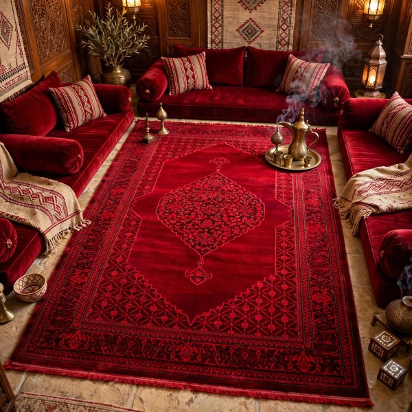 سجاد تركي بخارى هرات افغاني P1539 احمر غامق مقاس 80*150