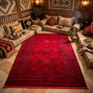 سجاد تركي بخارى هرات افغاني P1456 احمر غامق مقاس 80*150