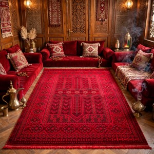 سجاد تركي بخارى هرات افغاني P1447 احمر غامق مقاس 80*150