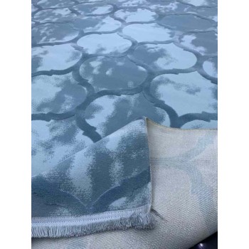 سجاد تركي صوف خيط مبروم مدام سماوي غامق مقاس 200*300