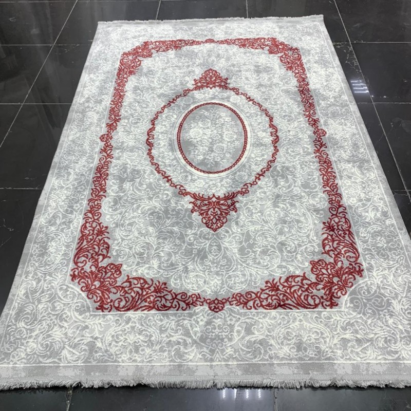 سجاد تركي نيو سوفت 67 رصاصي فاتح مع احمر