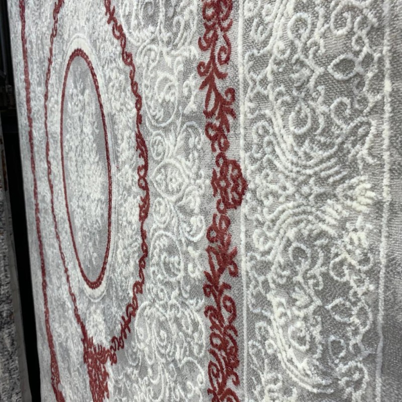 سجاد تركي نيو سوفت 67 رصاصي فاتح مع احمر