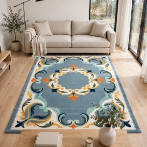 سجاد تركي اوركيد نقش كوري HR21A سماوي كريم مقاس 200*300