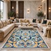 سجاد تركي اوركيد نقش كوري HR36A سماوي كريم مقاس 100*300