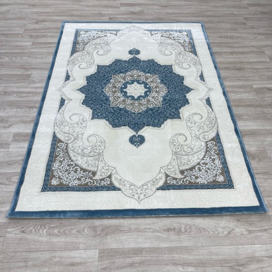 Turkish Paris carpet modern soft 0DS90Z blue light beige size 200*200 Turkish Paris carpet modern soft 0DS90Z blue light beige size 200*200