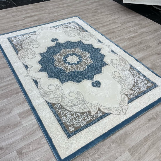 Turkish Paris carpet modern soft 0DS90Z blue light beige size 200*200 Turkish Paris carpet modern soft 0DS90Z blue light beige size 200*200