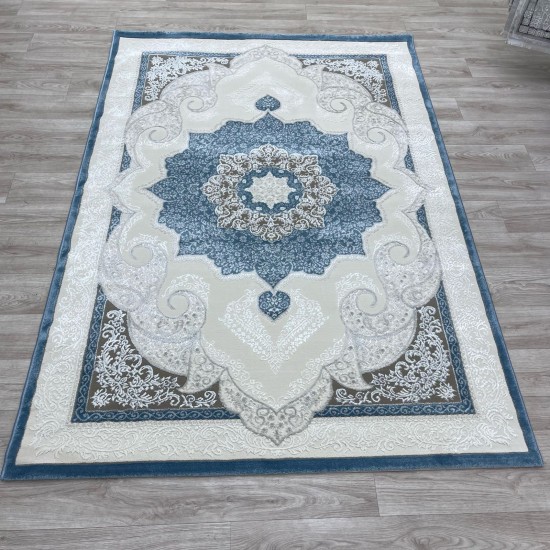 Turkish Paris carpet modern soft 0DS90Z blue light beige size 200*200 Turkish Paris carpet modern soft 0DS90Z blue light beige size 200*200