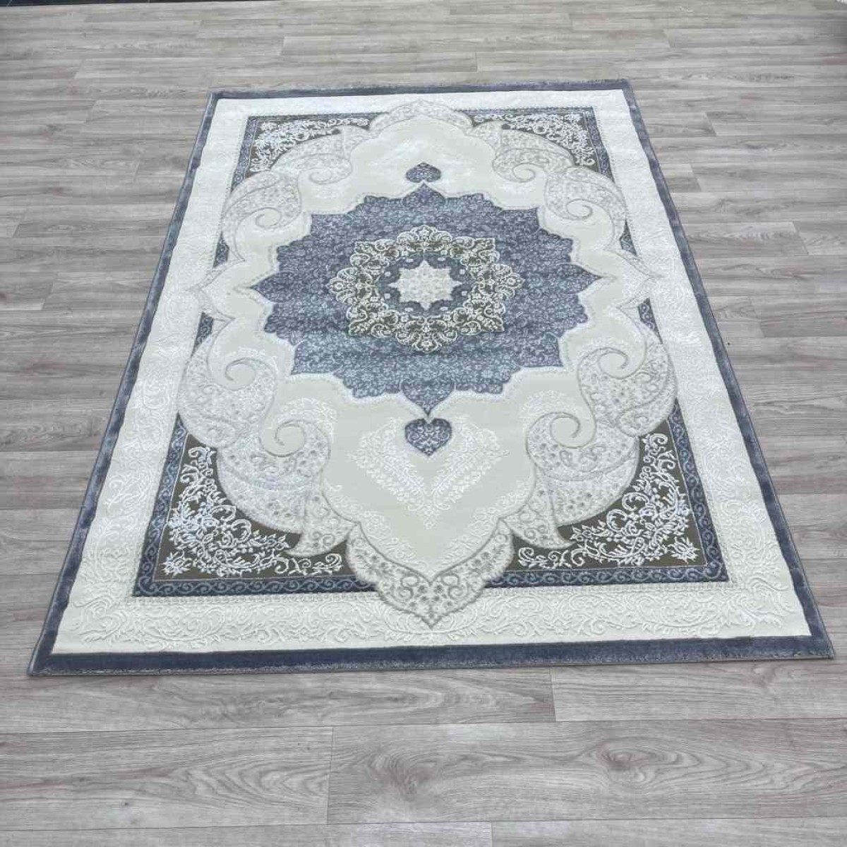 سجاد تركي باريس مودرن ناعم 0DS90Z رصاصي غامق بيج فاتح مقاس 100*200