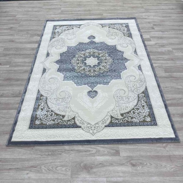 سجاد تركي باريس مودرن ناعم 0DS90Z رصاصي غامق بيج فاتح مقاس 150*220