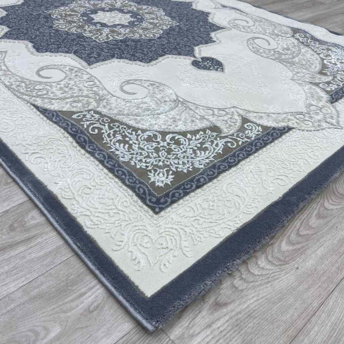 سجاد تركي باريس مودرن ناعم 0DS90Z رصاصي غامق بيج فاتح مقاس 100*200