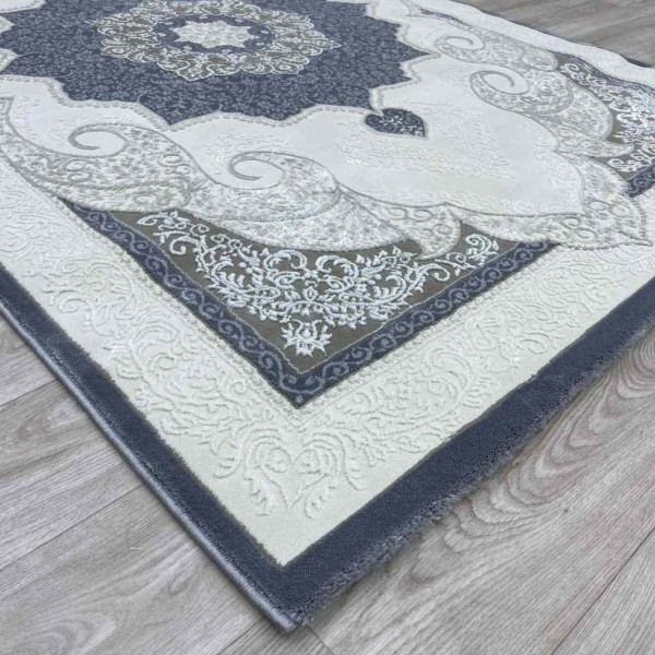 سجاد تركي باريس مودرن ناعم 0DS90Z رصاصي غامق بيج فاتح مقاس 150*220