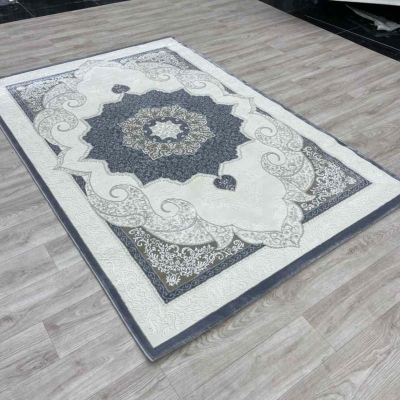سجاد تركي باريس مودرن ناعم 0DS90Z رصاصي غامق بيج فاتح مقاس 100*200
