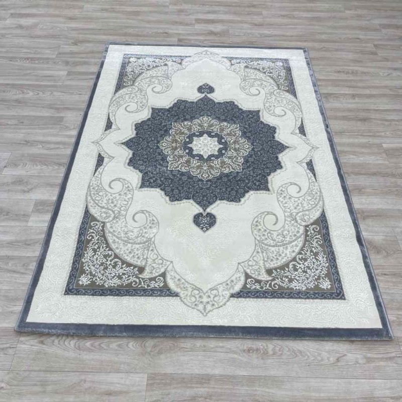 سجاد تركي باريس مودرن ناعم 0DS90Z رصاصي غامق بيج فاتح مقاس 100*200