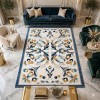 سجاد رمادا نقش كوري تركي A334A سماوي غامق مقاس 250*350