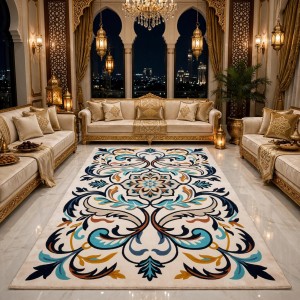 سجاد رمادا نقش كوري تركي A173A كحلي مقاس 50*80