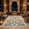 سجاد رمادا نقش كوري تركي A336A تركواز مقاس 400*600