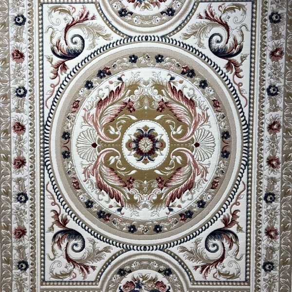 سجاد فرساي نقش فرنسي تركي HN71A ابيض ذهبي مقاس 150*220
