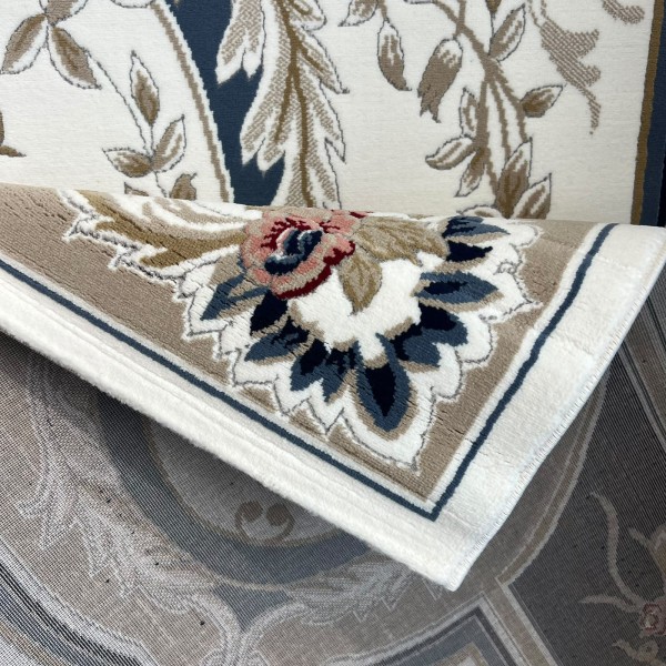 سجاد فرساي نقش فرنسي تركي MN87A ابيض كحلي مقاس 150*220