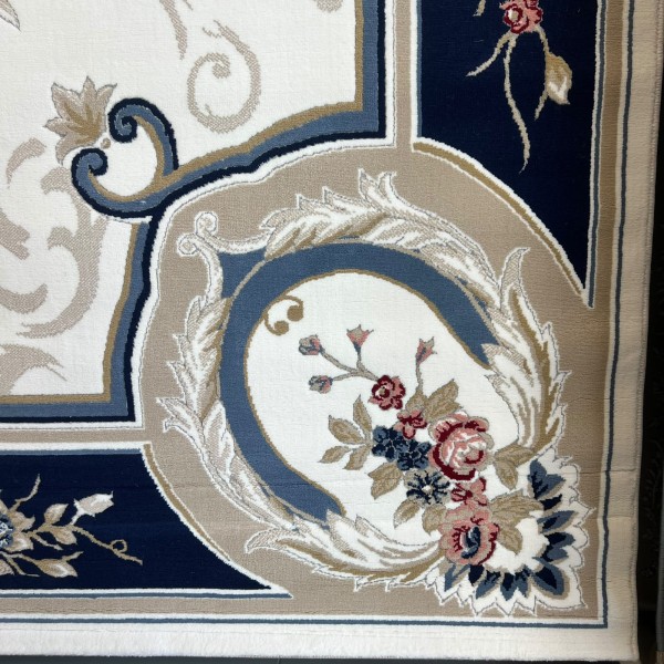 سجاد فرساي نقش فرنسي تركي MN87A ابيض كحلي مقاس 150*220