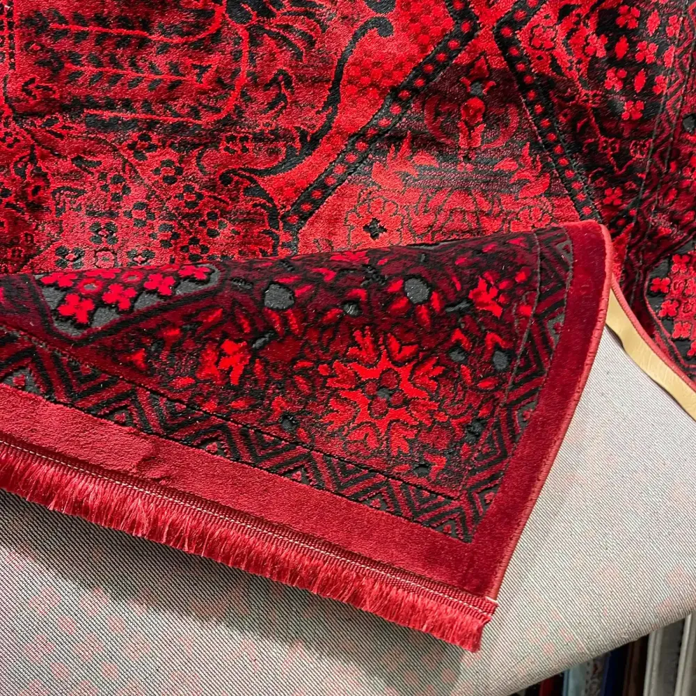سجاد تركي بخارى قندهار افغاني P1661 احمر غامق مقاس 50*80