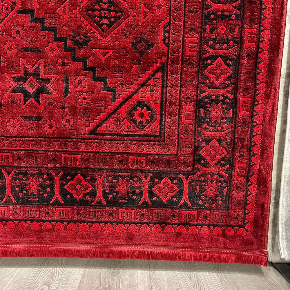 سجاد تركي بخارى قندهار افغاني P1665 احمر غامق مقاس 50*80