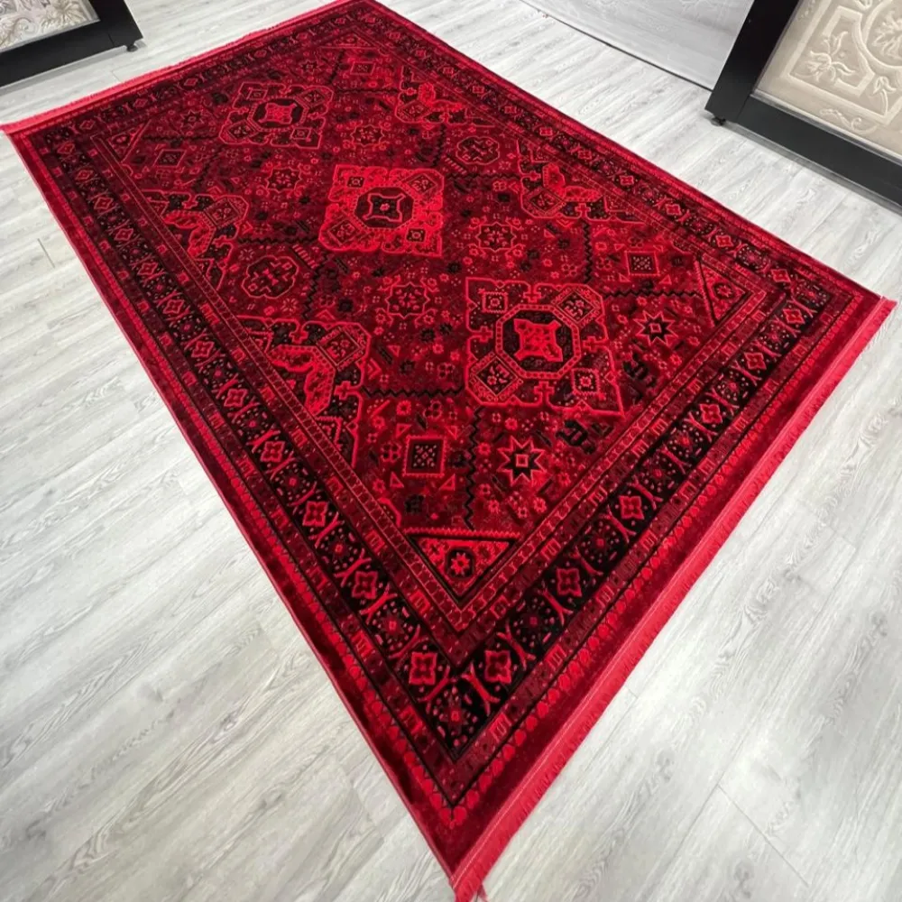 سجاد تركي بخارى قندهار افغاني P1665 احمر غامق مقاس 50*80
