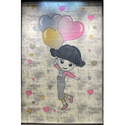 سجاد تركي اطفال كيدز 52665B اللون زهري ابيض مقاس 300*400