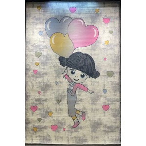 سجاد تركي اطفال كيدز 52665B اللون زهري ابيض مقاس 200*300