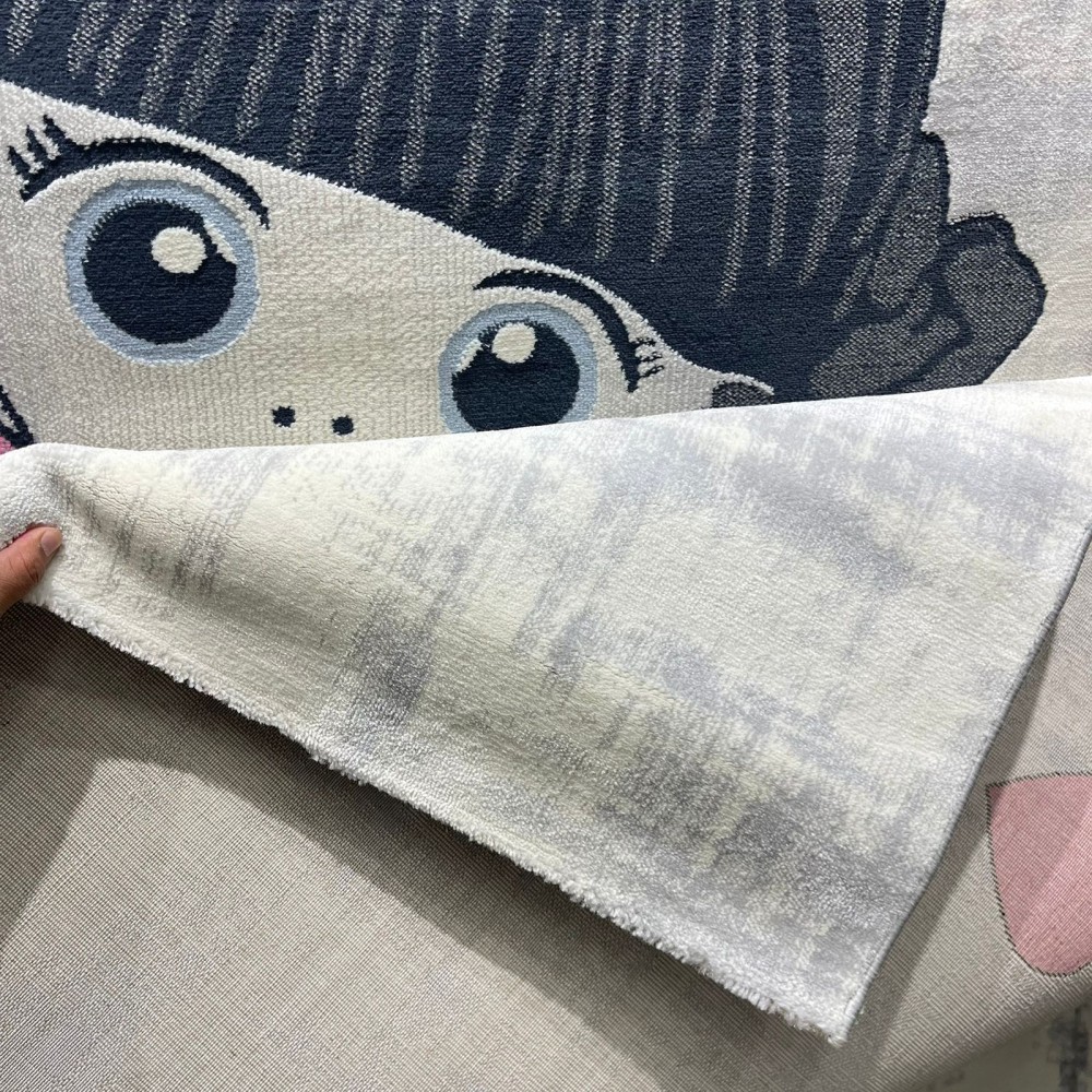 سجاد تركي اطفال كيدز 52665B اللون زهري ابيض مقاس 80*150