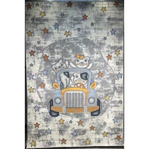سجاد تركي اطفال كيدز 52644B اللون ابيض رصاصي فاتح مقاس 120*170