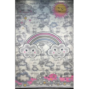 سجاد تركي اطفال كيدز 52659A اللون زهري ابيض مقاس 150*220