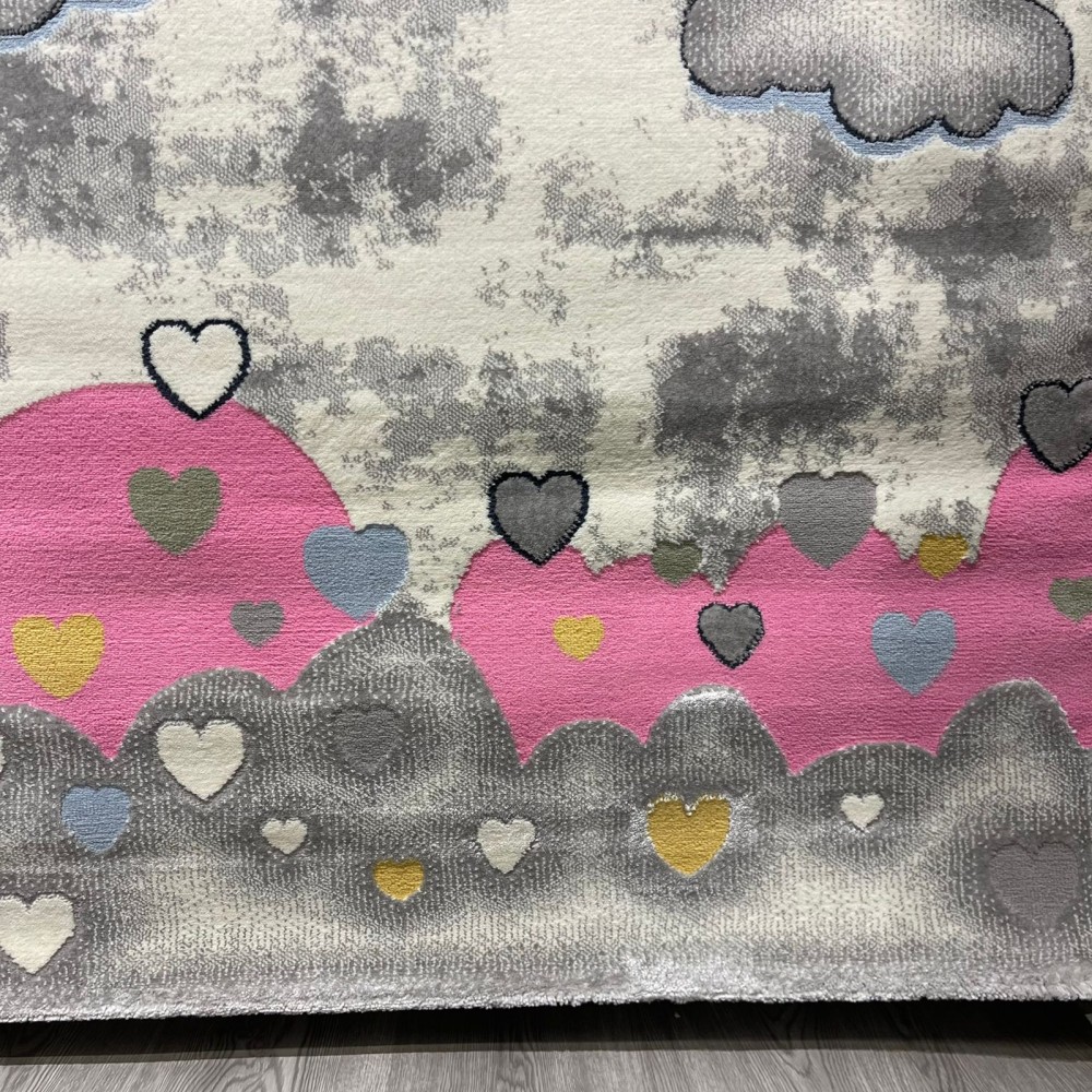 سجاد تركي اطفال كيدز 52659A اللون زهري ابيض مقاس 80*150 سجاد تركي اطفال كيدز 52659A اللون زهري ابيض مقاس 80*150