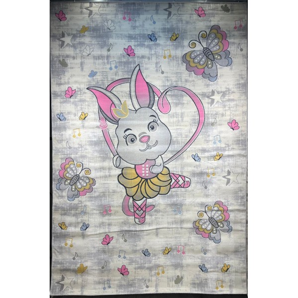 سجاد تركي اطفال كيدز 52661A اللون زهري ابيض مقاس 120*170