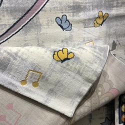 سجاد تركي اطفال كيدز 52661A اللون زهري ابيض مقاس 80*150