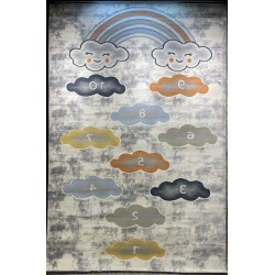 سجاد تركي اطفال كيدز 40679A اللون ابيض رصاصي فاتح مقاس 80*150