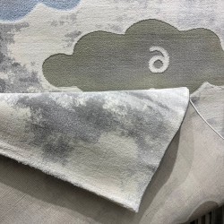 سجاد تركي اطفال كيدز 40679A اللون ابيض رصاصي فاتح مقاس 80*150