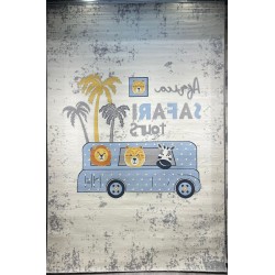 سجاد تركي اطفال كيدز 40680A اللون ابيض رصاصي فاتح مقاس 300*400