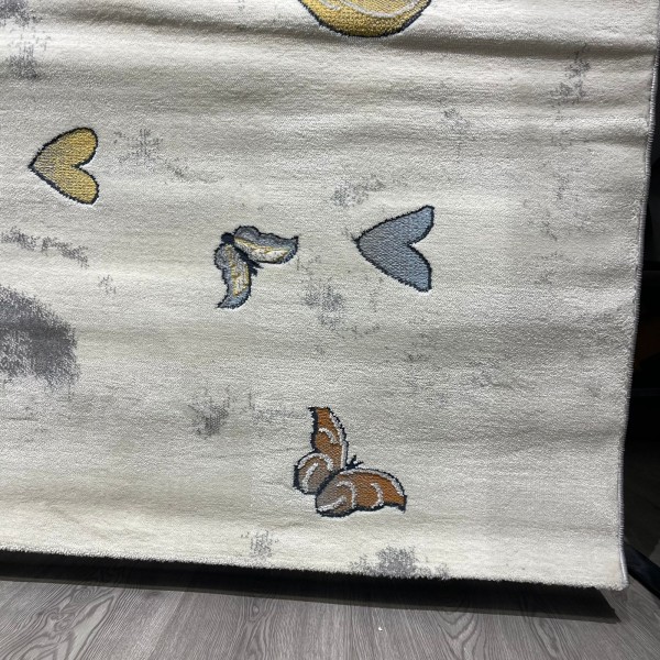 سجاد تركي اطفال كيدز 40682A اللون ابيض رصاصي فاتح مقاس 120*170
