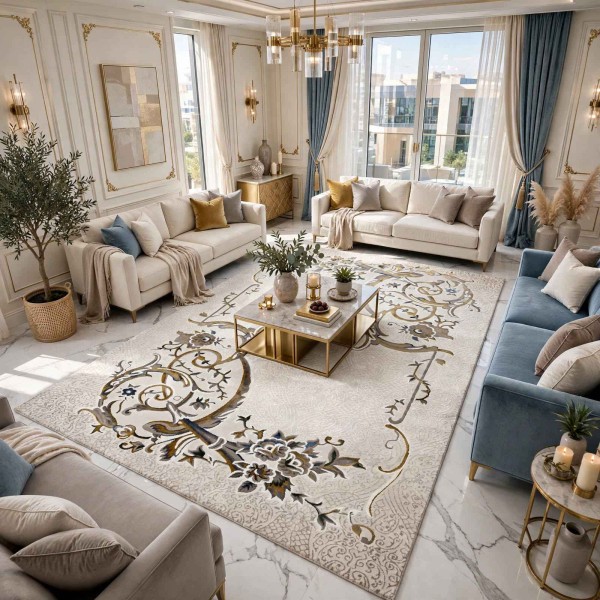 سجاد تركي هيلتون 9803A ذهبي مقاس 300*400