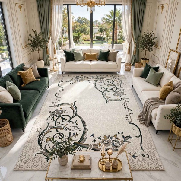 سجاد تركي هيلتون 9803A اخضر مقاس  100*300