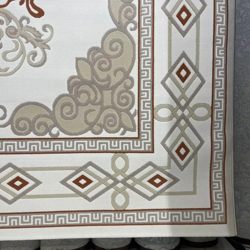 سجاد تركي مودرن العشراء 9660A بيج فاتح مقاس 50*80