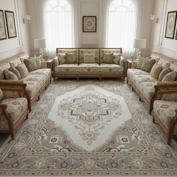 سجاد سوبر قولدن تركي 9962A بيج مقاس 400*600